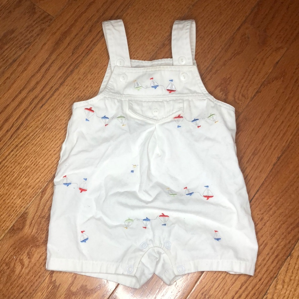 Vintage Baby Sailboats Onesie Overalls Kites